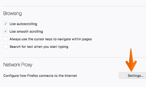 Firefox network settings